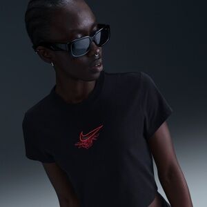 Nike Sportswear Chill Knit Women's Slim Cropped T-Shirt Black Size Small